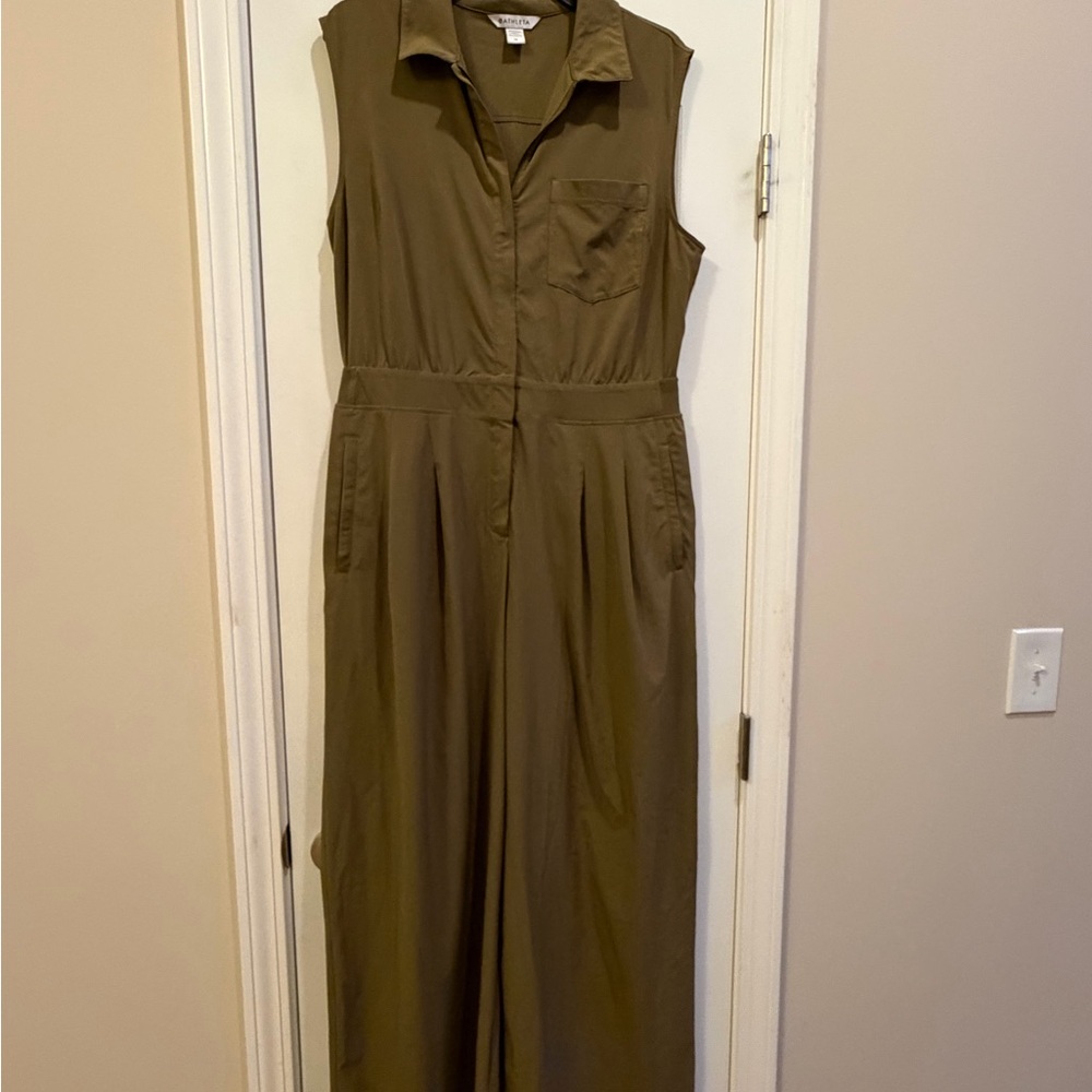 Athleta Brooklyn Heights Wide Leg Jumpsuit Acacia Olive Size:14 NWOT